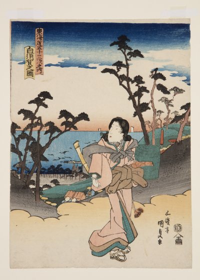 Vue de Shirasuka (Shirasuka no zu) (estampe sur bois en couleur) - Utagawa Kunisada