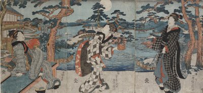 Profiter des loisirs dans un restaurant avant de recevoir des clients, début à mi-19e siècle - Utagawa Kunisada III
