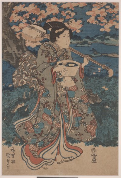 Aller à une fête de contemplation des cerisiers en fleurs - Utagawa Kunisada III