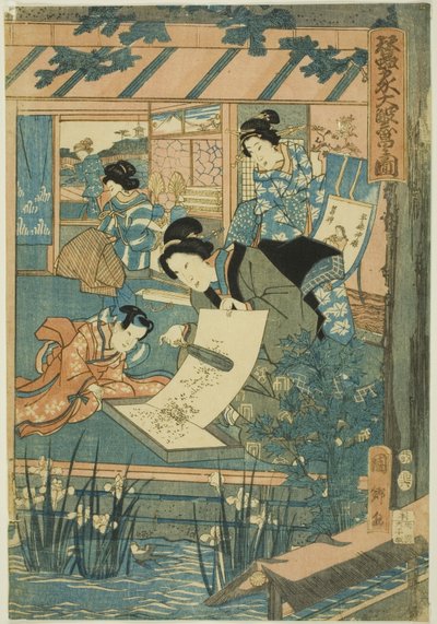 Grande prospérité à la ferme de la soie (Kaikoya Daihanjono Zu) - Utagawa Kunisato