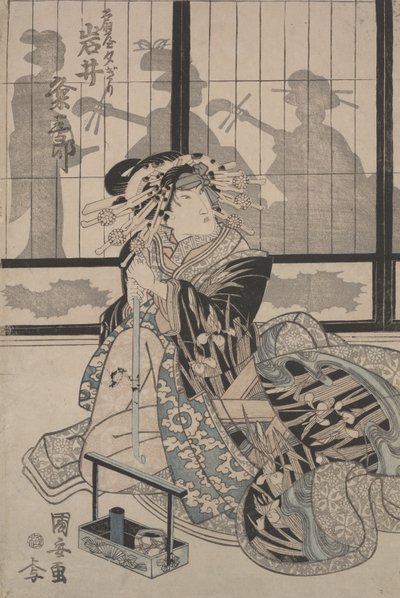 Kumesaburo Iwai en tant que geisha Yugiri - Utagawa Kuniyasu