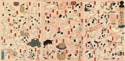 55 chats représentant les cinquante-trois stations du Tokaido - Utagawa Kuniyoshi