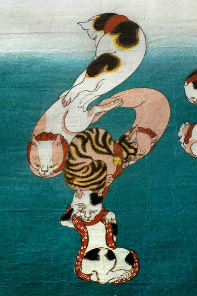 Poisson-ballon Série Chats formant des caractères écrits - Utagawa Kuniyoshi