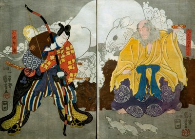 Bando Hikosaburo III en tant que fantôme du ministre de la gauche - Utagawa Kuniyoshi