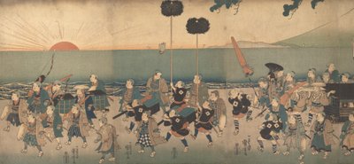 Garçons jouant une procession de Daimyo, 19ème siècle - Utagawa Kuniyoshi