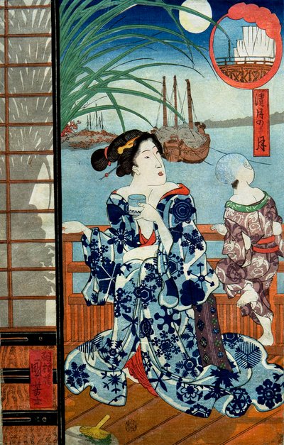 Clair de lune au huitième mois (Seigetsu no tsuki) (Kannazuki) - Utagawa Kuniyoshi