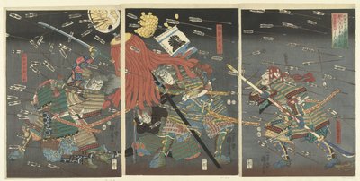 Le dernier assaut des Kusunoki à Shijonawate (Shijonawate nite Nanke no eiyu taiteki o) - Utagawa Kuniyoshi