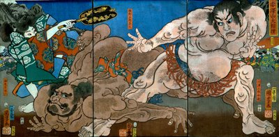 Grand tournoi de sumo sur le mont Akazawa (Akazawayama Ōzumō) - Utagawa Kuniyoshi