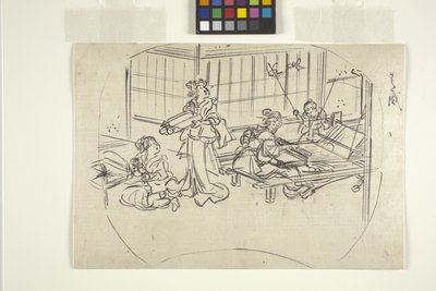 Hataori (Tissage sur un métier à tisser) - Utagawa Kuniyoshi