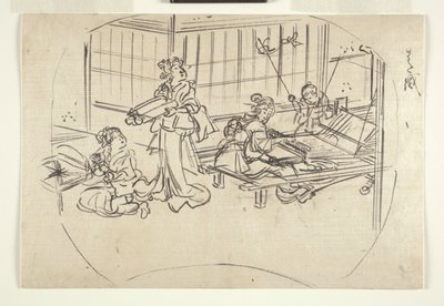 Hataori (tissage sur un métier) vers 1840 - Utagawa Kuniyoshi
