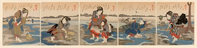 Marée Basse à Susaki - Un Ensemble de Cinq (Shiohi goban no uchi) - Utagawa Kuniyoshi
