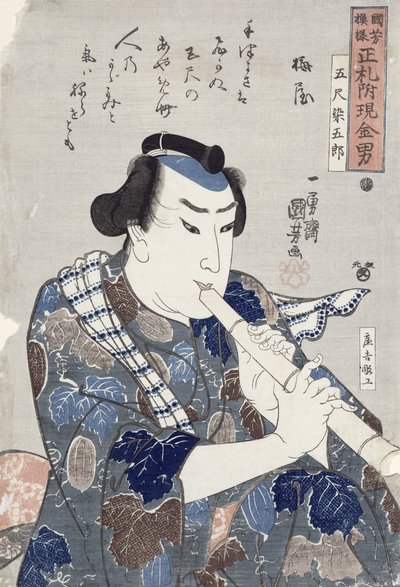 Homme Jouant de la Flûte - Utagawa Kuniyoshi