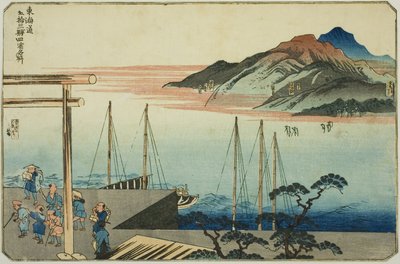 Miya, Kuwana, Yokkaichi et Ishiyakushi, de la série "Lieux célèbres des cinquante-trois stations du Tokaido, quatre stations (Tokaido gojusan eki yonshuku meisho)" - Utagawa Kuniyoshi