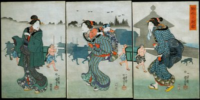Brume matinale à Komagata (Komagata no asagiri) : Amusements des quatre saisons (Shiki yūkan), c.1846 - Utagawa Kuniyoshi