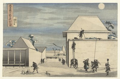 Attaque nocturne dans le onzième acte de la pièce Chushingura - Utagawa Kuniyoshi