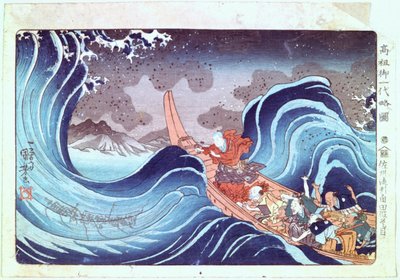 Nichiren calmant la tempête, 19e siècle - Utagawa Kuniyoshi