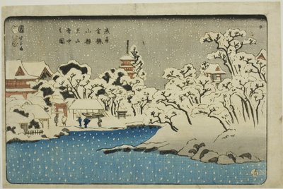 Neige sur la colline de Benten au temple Kinryuzan à Asakusa - Utagawa Kuniyoshi