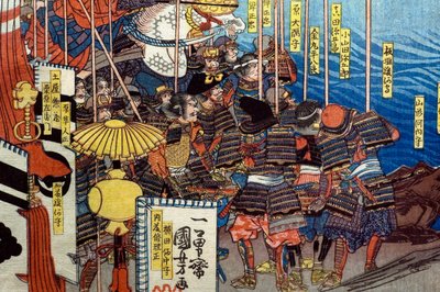 Takeda Shingen écrase les forces de Suwa Yorishige, c.1850-51 - Utagawa Kuniyoshi