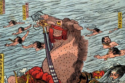 La bataille de la rivière Uji (Ujigawa kassen no zu), vers 1831-32 - Utagawa Kuniyoshi