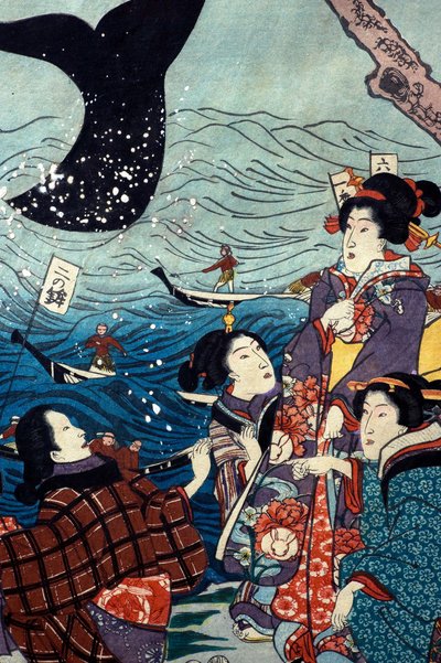 La prospérité des sept côtes avec de gros poissons (Nana ura tairyō hanjō no zu) - Utagawa Kuniyoshi