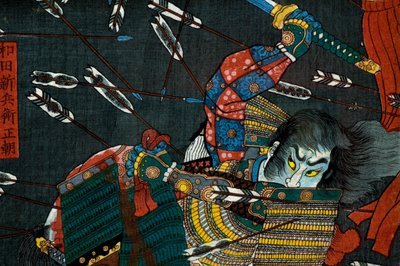 La bataille de Shijō Nawate, c.1857 - Utagawa Kuniyoshi