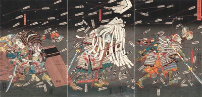 La dernière résistance des Kusunoki à Shijonawate, c.1851 - Utagawa Kuniyoshi