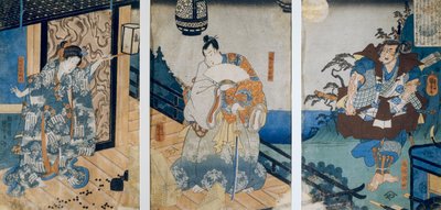 Triptyque avec les aventures de Coxinga / Watonai par Hachiman Taro Yoshiie - Utagawa Kuniyoshi