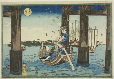 Île Tsukuda (Tsukudajima), de la série "Lieux célèbres de la capitale orientale (Toto meisho)" - Utagawa Kuniyoshi