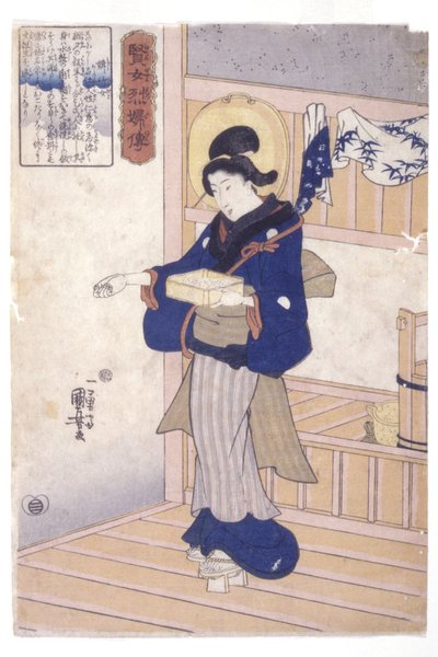Femme avec une boîte de graines - Utagawa Kuniyoshi