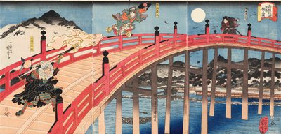 Yoshitsune ichidaiki Gojo-no-hashi no zu, vers 1839 - Utagawa Kuniyoshi