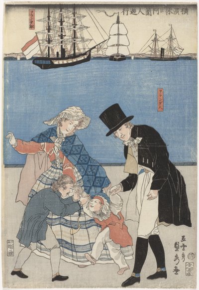 Hollandais en promenade un jour de congé à Yokohama (Yokohama kyujitsu Oranda-jin yuko) - Utagawa Sadahide
