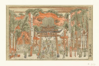 Vue du sanctuaire Inari à Oji - Utagawa Toyoharu