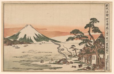 Image de perspective nouvellement publiée du mont Fuji au printemps depuis Tagonoura (Shinpan uki-e Tagonoura haru no Fuji) - Utagawa Toyoharu