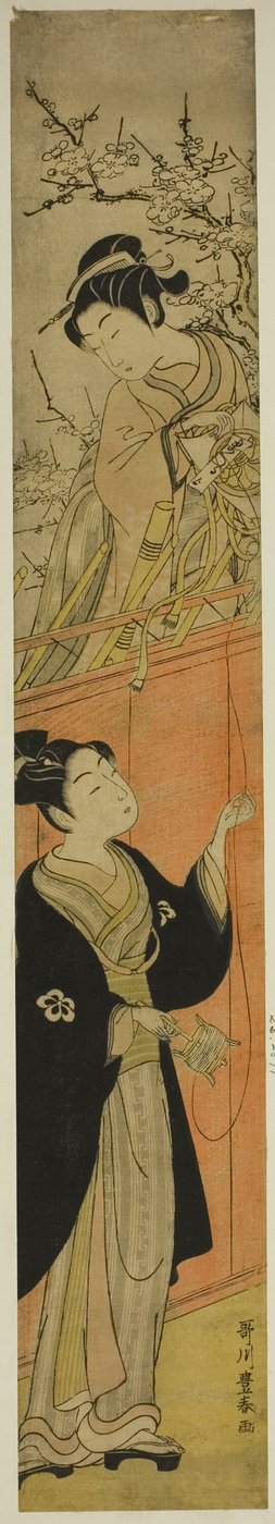 Jeune homme et femme avec un cerf-volant - Utagawa Toyoharu