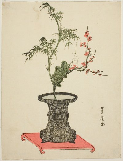 "Trois amis" ikebana - Utagawa Toyohiro