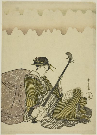 Femme jouant du shamisen, d
