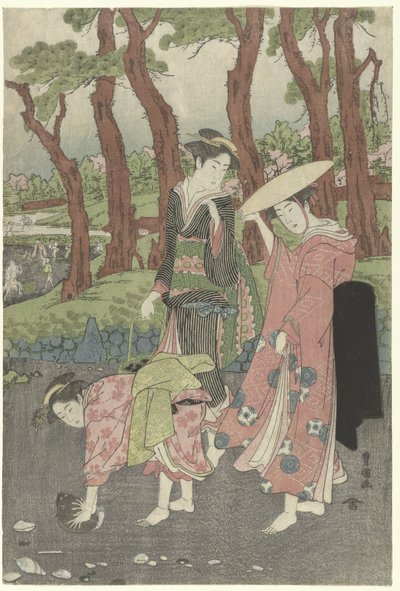 Collecte de poissons et de coquillages à marée basse - Utagawa Toyokuni (I)