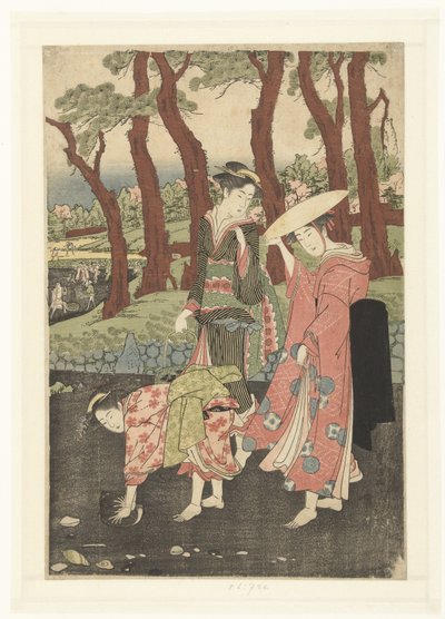 Collecte de poissons et de coquillages à marée basse - Utagawa Toyokuni (I)