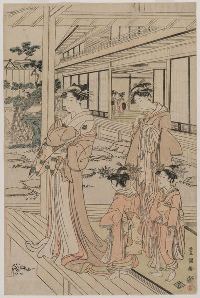 Courtisane debout sur une véranda - Utagawa Toyokuni
