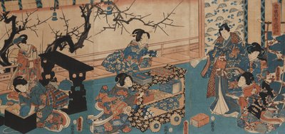 Préparation pour la lecture de poésie printanière - Utagawa Toyokuni