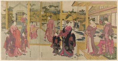 Courtisanes du Chojiya et leurs assistants jouant au kemari - Utagawa Toyokuni I