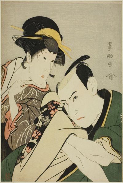 Ichikawa Yaozo III dans le rôle de Takebe Genzo et Iwai Kiyotaro dans le rôle de Tonami - Utagawa Toyokuni I