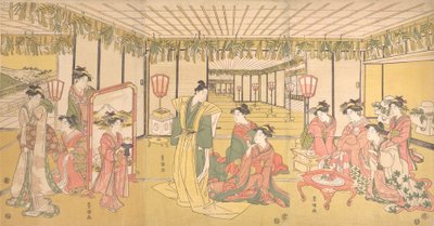 Célébration du Nouvel An dans un grand manoir, vers 1791 - Utagawa Toyokuni I