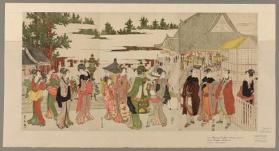 Pèlerinage du Nouvel An au temple Myohoji à Horinouchi (Horinouchi Myohoji eho mairi no zu) - Utagawa Toyokuni I