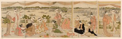 Récital sur une véranda surplombant la rivière Sumida - Utagawa Toyokuni I