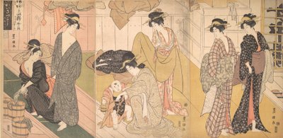 Femmes et un garçonnet dans un bain public, vers 1799 - Utagawa Toyokuni I