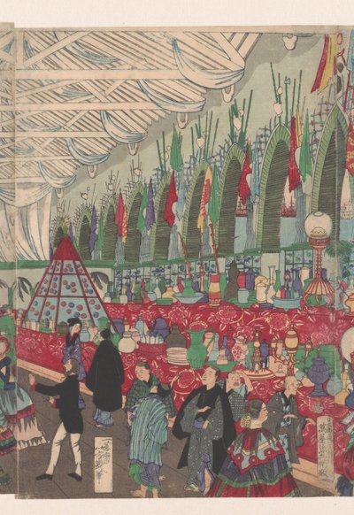 Une maison de commerce anglaise prospère à Yokohama - Utagawa Yoshiiku