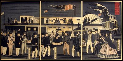 Voyage en train à vapeur américain - Utagawa Yoshikazu