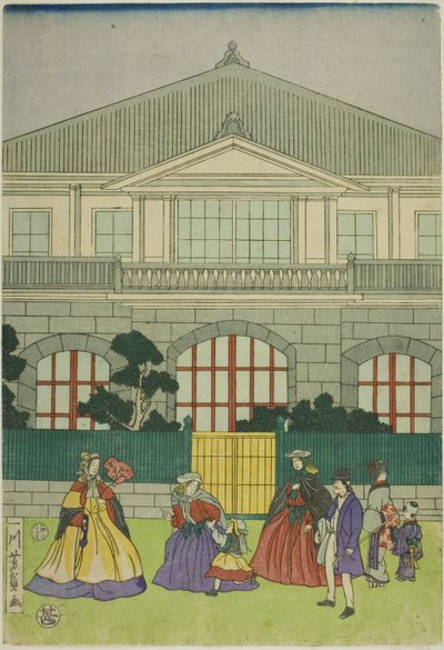 Résidence du marchand français au port de Yokohama - Utagawa Yoshikazu