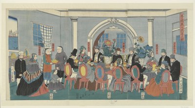 Cinq nationalités à un banquet (Gokokujin shuen no zu) - Utagawa Yoshikazu